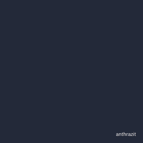 Quadratisches Feld in einheitlichem Anthrazit, gleichmäßiger dunkelgrauer Hintergrund ohne erkennbare Struktur, minimalistisches Erscheinungsbild mit dem kleinen weißen Wort 'anthrazit' in der rechten unteren Ecke.